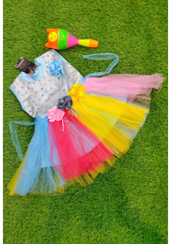Beads Worked Net Kids Dress (KR1705)